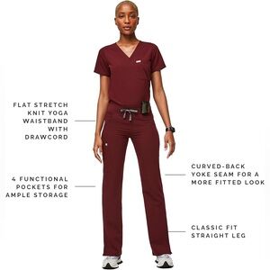 FIGS Kade Cargo Scrub Pant | Classic Fit | 4Pockets | BURGUNDY | M/T